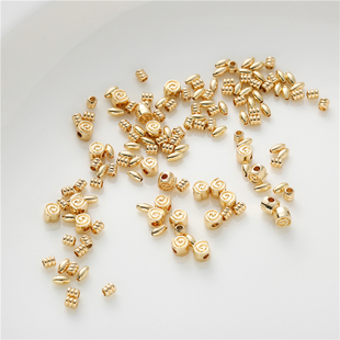 14K包金保色米粒隔珠目字管珠哨子形小孔散珠DIY手工配件项链手链