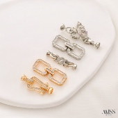 14K包金保色U形马蹄扣蝴蝶扣方形链接收尾扣diy珍珠手链项链配件