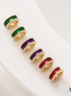 14K包金保色镀真金红色滴油大孔桶珠隔珠diy手工手绳串链饰品配件