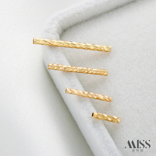 14K包金保色白金白K刻面直管子diy弯管手链项链串珠18K首饰品配件