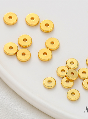 18K包金圆形隔片垫片diy配件保色7mm8mm手工串珠手链项链饰品材料