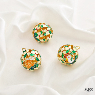 景泰蓝珐琅彩御守兔子大宫铃梦幻水音铃铛吊坠diy挂件吊饰品配件