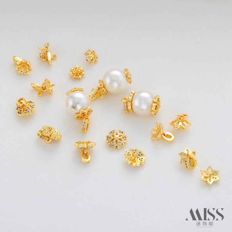 迷饰妮铜包金锆石吊坠空托二件套