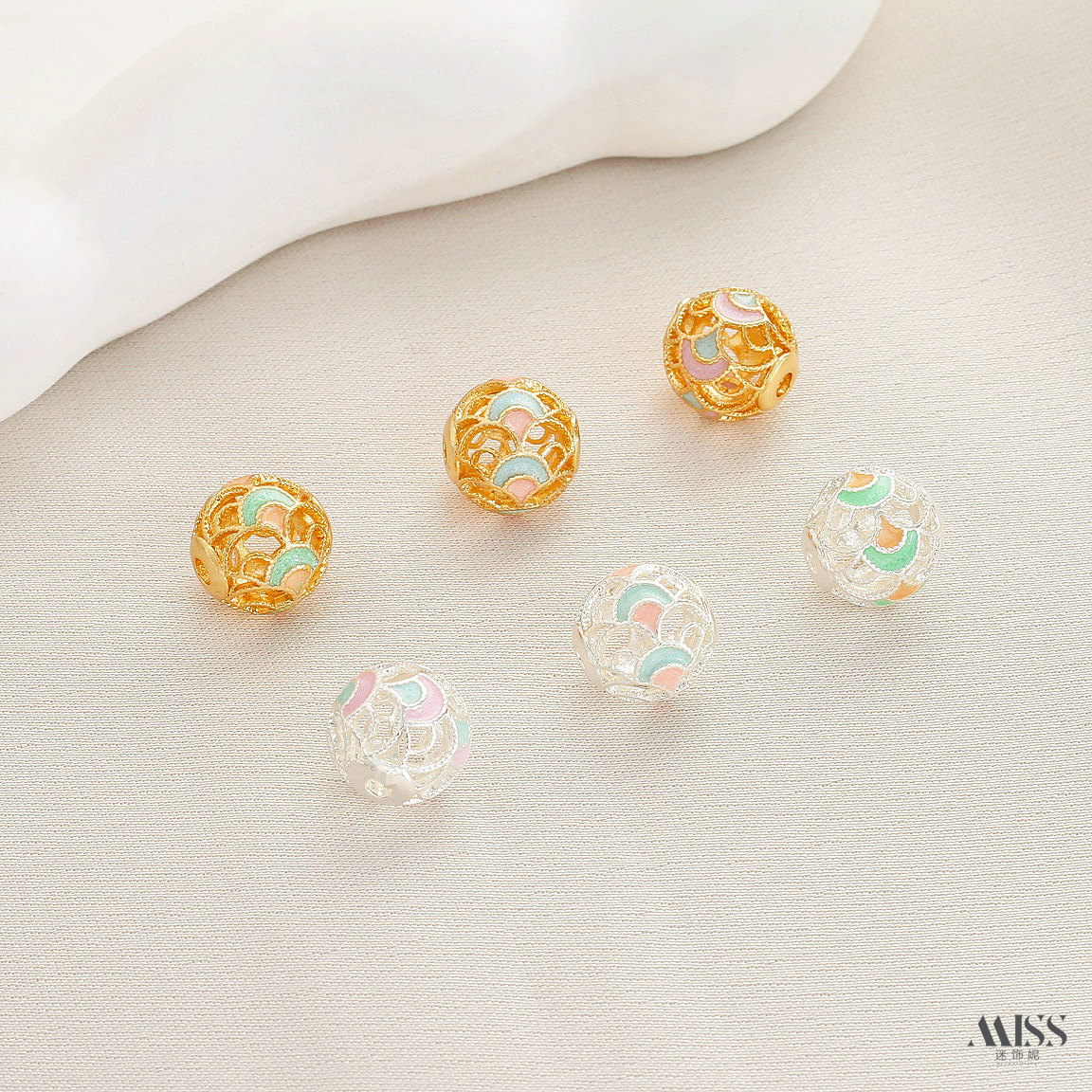 新中式景泰蓝铜镀18K真金扇纹镂空绣花球隔珠diy手链项链饰品配件,饰品/流行首饰/时尚饰品新,其他DIY饰品配件,淘宝优惠券,粉丝福利购,淘宝优惠卷