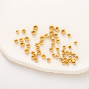 古法金保色大孔算盘珠沙金光面珠隔珠散珠手串DIY首饰品手链配件