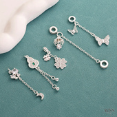 高保色镀厚银铃铛蝴蝶四叶草葫芦流苏吊坠diy手链项链吊饰品配件