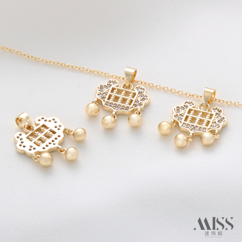 迷饰妮女镀金保色如意算盘锁