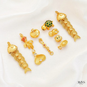 越南沙金强保色年年有余元 宝金鱼吊坠趴趴猫乌龟隔珠diy饰品配件