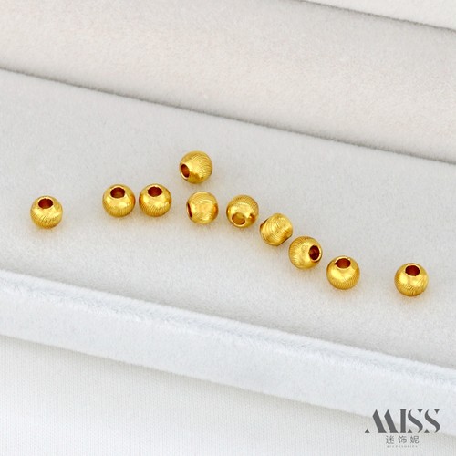 迷饰妮铜包金保色批花切纹圆珠