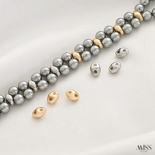 14K包金保色真金猪鼻子双孔双排隔片隔珠diy珍珠手链项链串饰配件