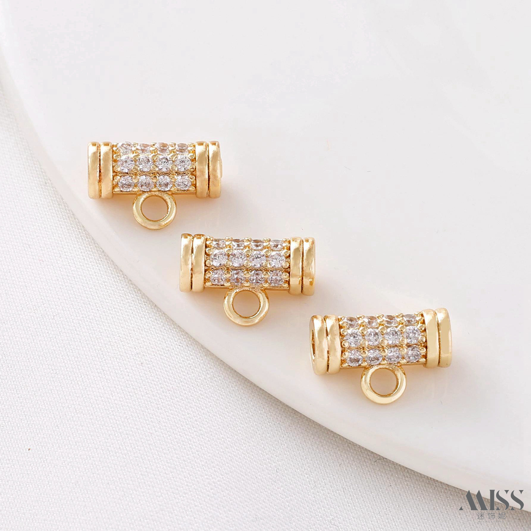 14K包金保色镶钻直管带吊环大孔三通隔珠吊坠diy手链项链饰品配件,饰品/流行首饰/时尚饰品新,其他DIY饰品配件,淘宝优惠券,粉丝福利购,淘宝优惠卷