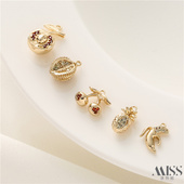 14K包金保色水果系列吊坠diy菠萝榴莲苹果香蕉樱桃手链项链小配件