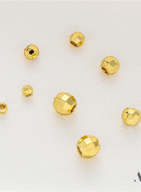 18K包金切面镭射珠隔珠diy配件保色散珠手工串珠手链项链饰品材料