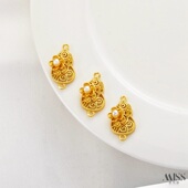 古法金哑金保色镶贝珠双吊环葫芦吊坠子diy珍珠手链项链饰品配件