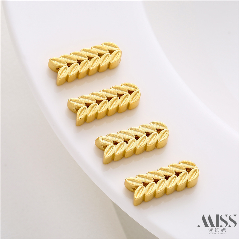18K包金保色长条麦穗通孔隔珠diy散珠手工手链项链首饰品配件材料