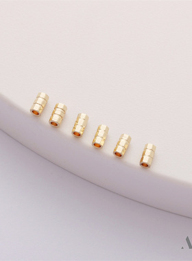 14K包金保色三层切面管珠目字珠隔珠diy手工手链镀金散珠饰品配件