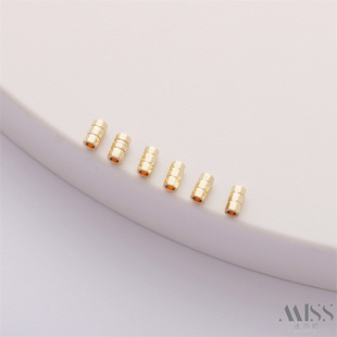 14K包金保色三层切面管珠目字珠隔珠diy手工手链镀金散珠饰品配件