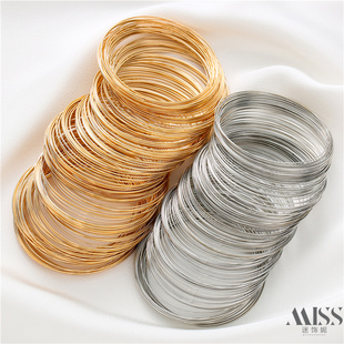 14K无镍钢丝线记忆钢线DIY饰品配件浅金色手镯圈白金色项圈戒指圈