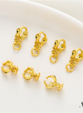 沙金绿色锆石夹扣diy配件保色吊坠瓜子扣手工手链项链首饰品材料