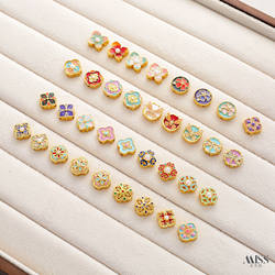 景泰蓝18K包金保色烧蓝蝴蝶蜻蜓四叶草扁隔珠diy手串项链串饰配件