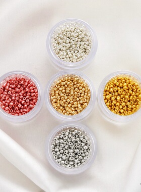 精装10克约1000颗包金多色玻璃米珠2-3mm串珠diy手链项链配件材料