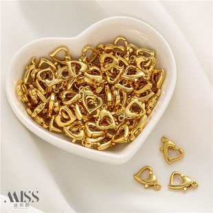 18K包金爱心龙虾扣带吊环diy配件保色连接扣尾扣手链项链饰品材料