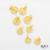 18K包金保色哑金如意星吉圆形平安喜乐吊坠diy手链项链吊饰品配件