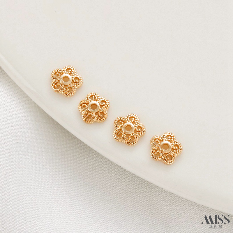 迷饰妮铜包金保色花托珠帽