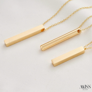 14K包金保色轻奢极简立体长方体圆柱体吊坠diy手工项链吊饰品配件