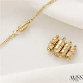 14K包金保色光面椭圆药丸形螺纹竹节桶形连接磁扣diy配件手链项链