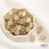 14K包金保色绕笼灵动猫眼石圆珠吊坠diy配件手工手链项链装 饰挂坠