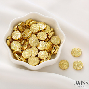 18K包金复古纹圆形隔珠diy配件保色散珠手工手链项链脚链饰品材料