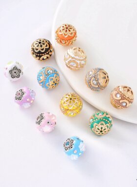 尼泊尔珠印巴风手工贴花复古藏式隔珠diy手链手机链车挂配件材料