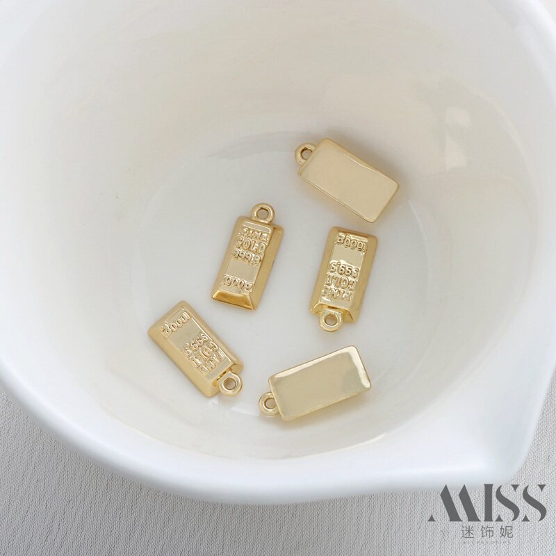 14K包金保色刻999.9小金砖金块1000g金条吊坠diy手工手链项链配件