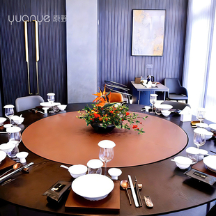 酒店圆桌转盘餐桌花摆花新中式高端餐厅客厅假花摆设装饰花艺摆件