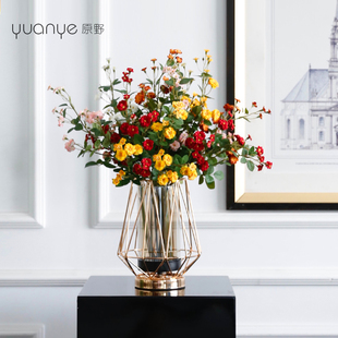 仿真花蔷薇轻奢高档客厅房间餐桌摆花家居花束装饰假花花艺摆设件