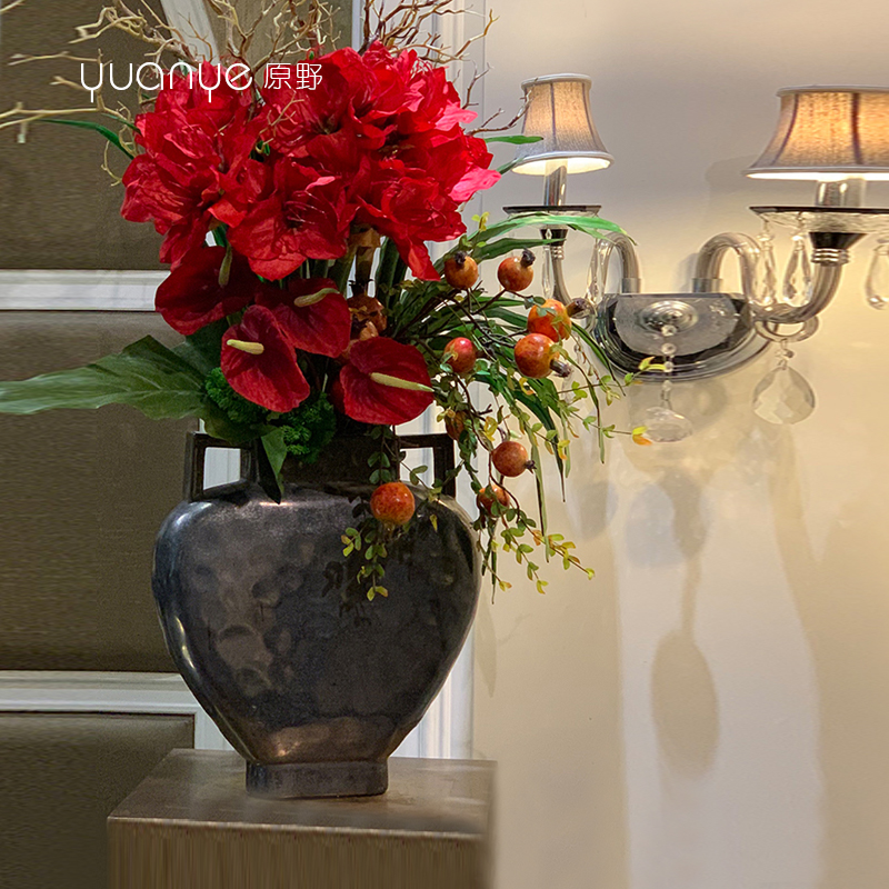 原野高档落地大花瓶仿真花花艺