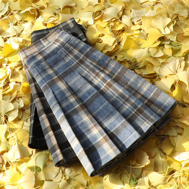 百褶裙短裙秋冬毛呢减龄显高显瘦