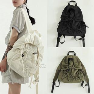 韩国代购23秋localmansion小众设计款女学生口袋抽绳双肩背包书包