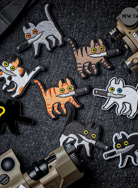 小猫咪能有什么坏心思PEWTAC刺绣工艺 个性魔术贴 臂章士气章