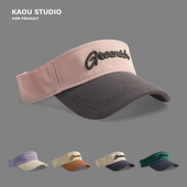 潮牌撞色刺绣空顶帽女户外运动遮阳帽高马尾丸子头帽子亲子鸭舌帽