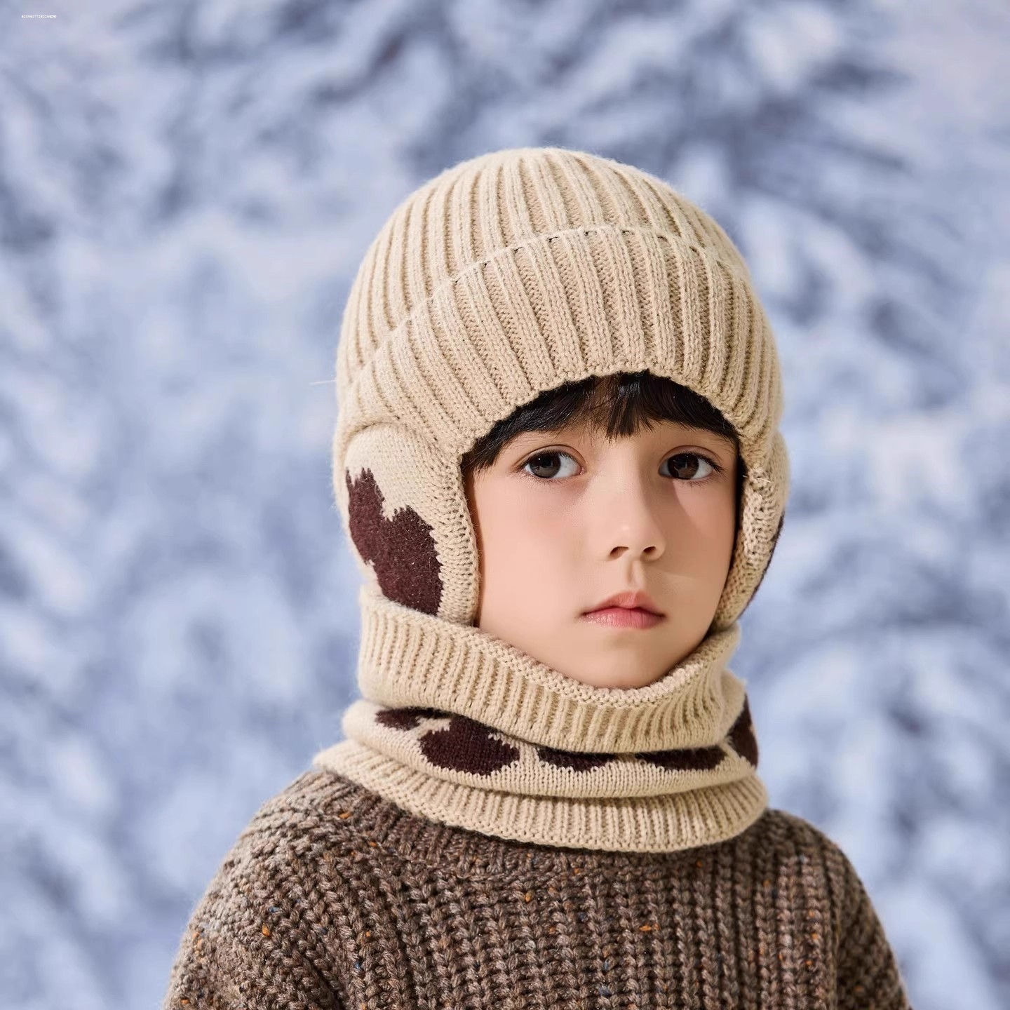 儿童毛线帽子秋冬季12岁3男童8宝宝毛线帽围巾套装6小孩5冬天女潮