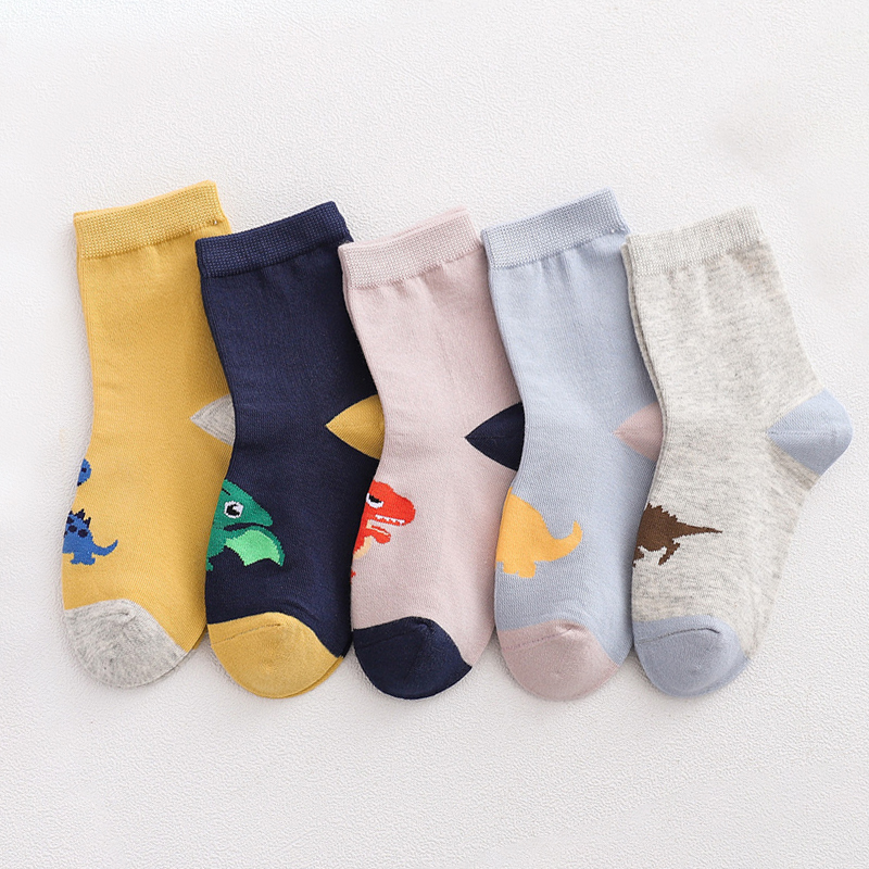 春秋薄款中筒恐龙卡通儿童袜子