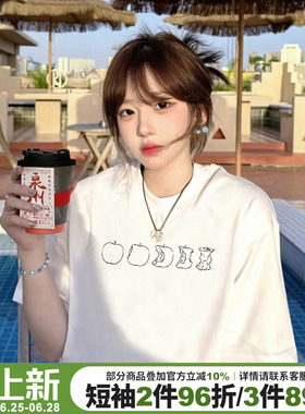 超好看设计感宽松纯棉白色短袖t恤女2026新款小个子打底衫上衣夏