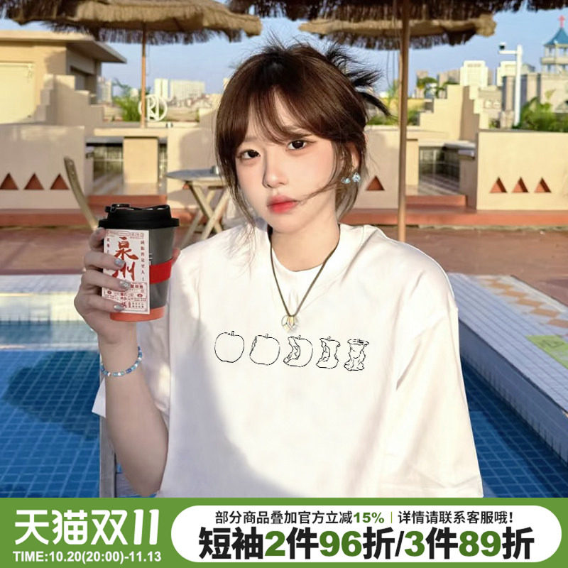 超好看设计感宽松纯棉白色短袖t恤女2026新款小个子打底衫上衣夏