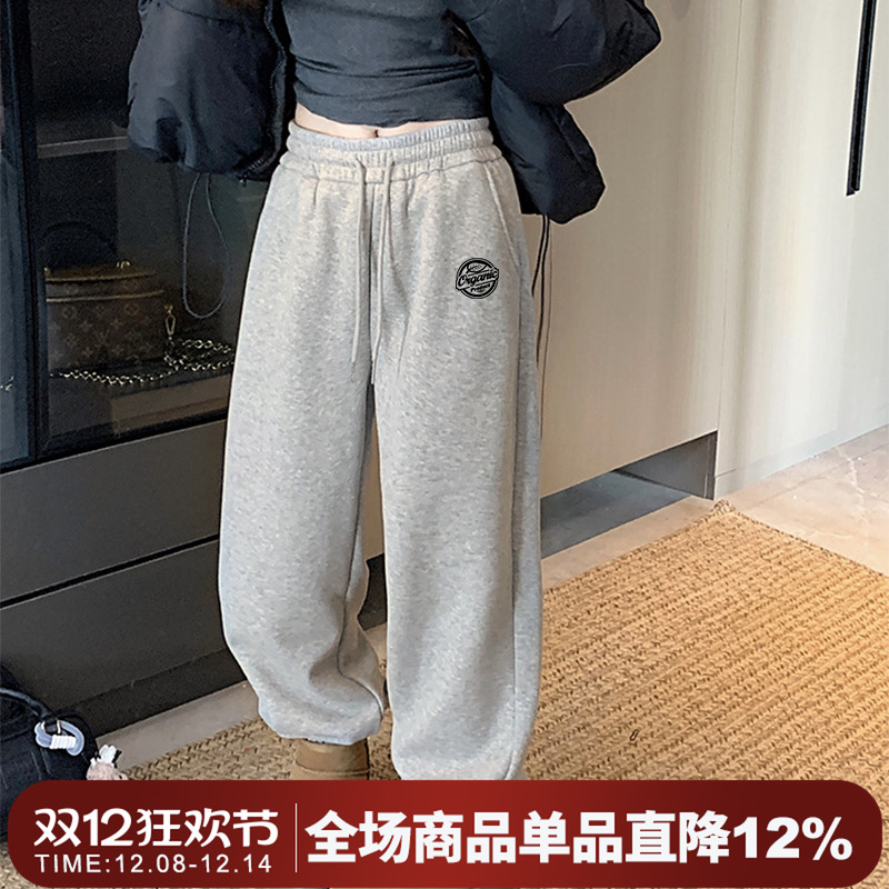 设计感潮牌百搭加厚灰色束脚卫裤