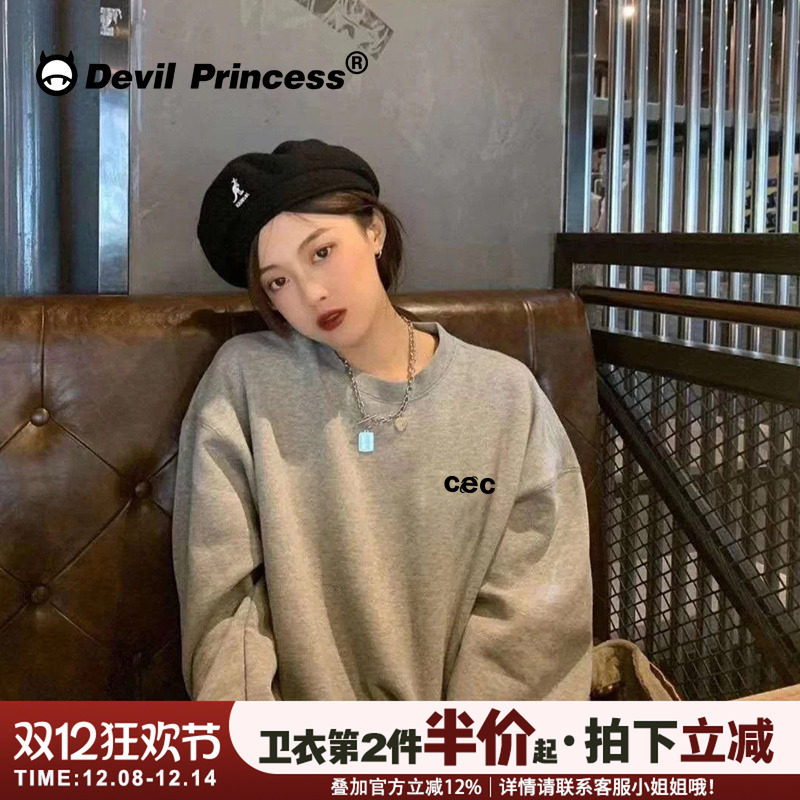 网红灰色ins潮宽松显瘦薄款卫衣