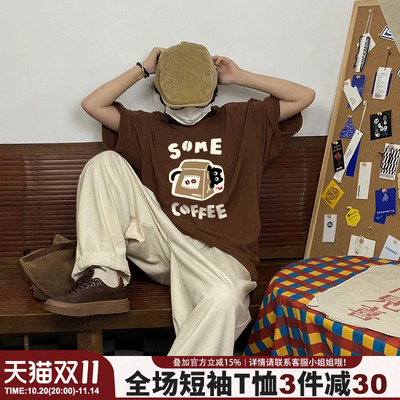 vintage古着感宽松显瘦半袖上衣