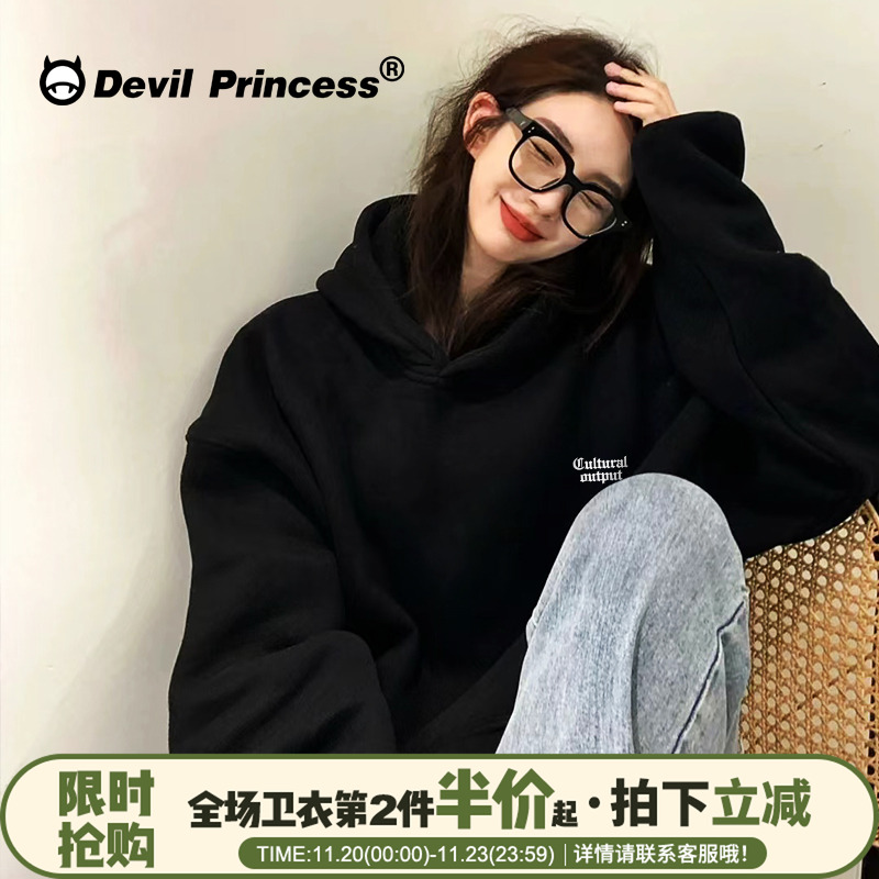 加绒款宽松韩版校园风卫衣