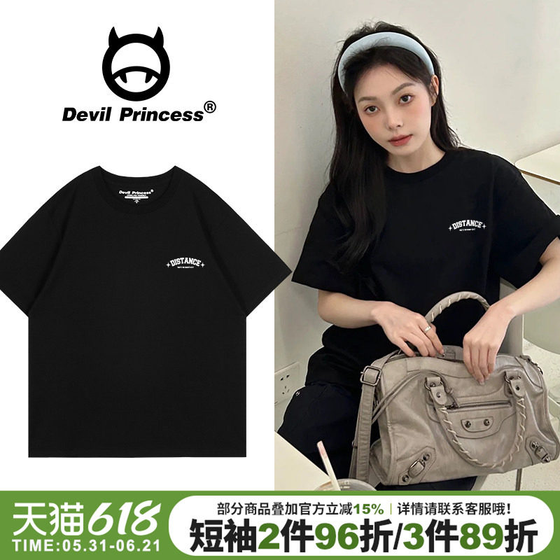 简约风纯棉基础款黑色短袖t恤女高级感ins风百搭chic学院风上衣夏